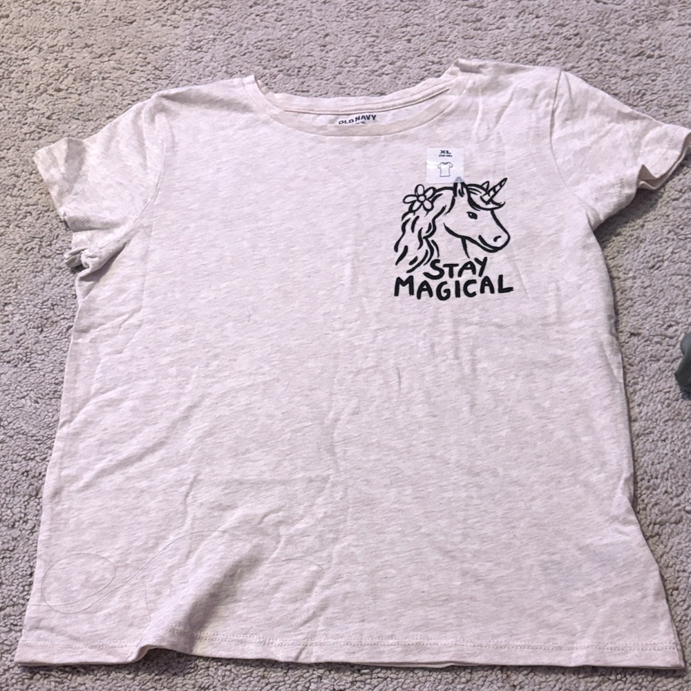 Old Navy Kids Beige Unicorn Tee